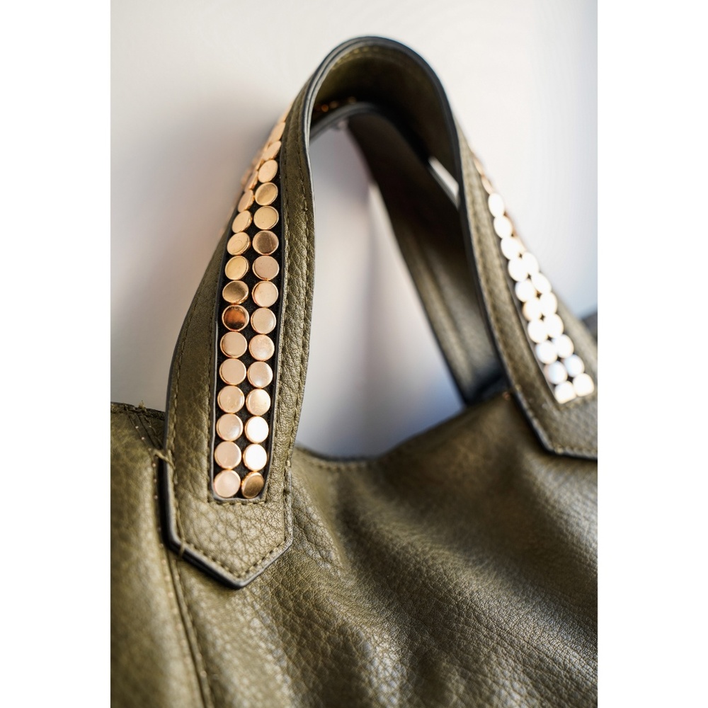 Steve Madden Leather Satchel Olive Green-Bag